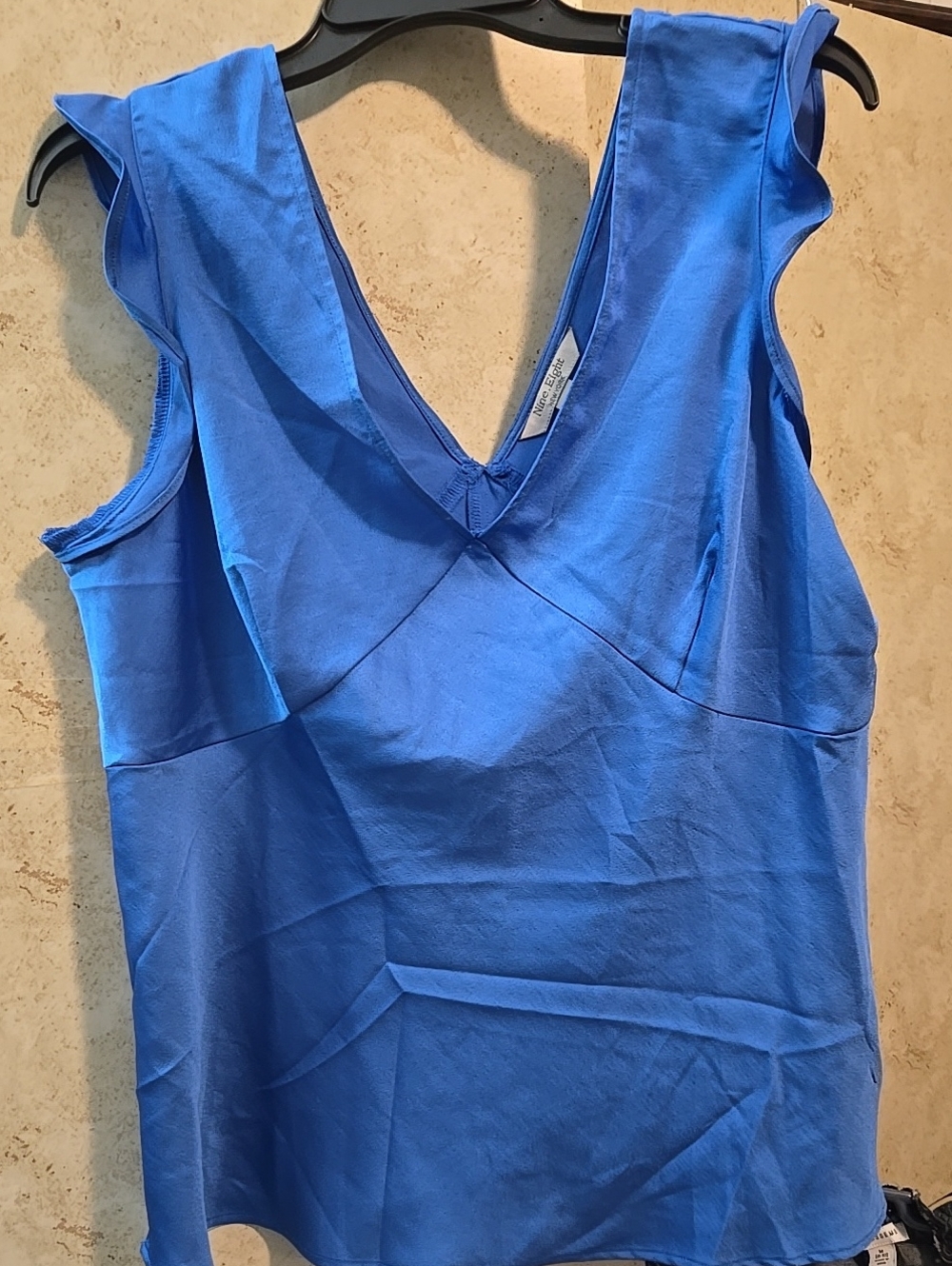 Blue V-Neck Sleeveless Women's Top